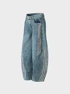 SPSC Striped Barrel Denim Jeans