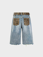SPSC Ripped Leopard Denim Jorts