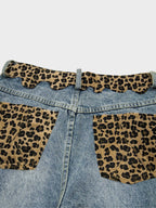 SPSC Ripped Leopard Denim Jorts