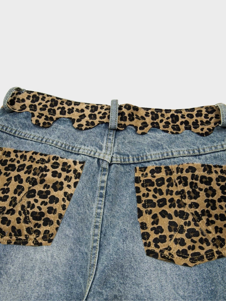 SPDC Ripped Leopard Denim Jorts