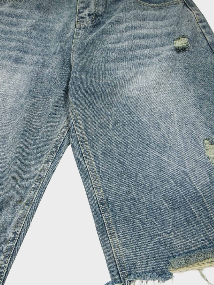 SPDC Ripped Leopard Denim Jorts