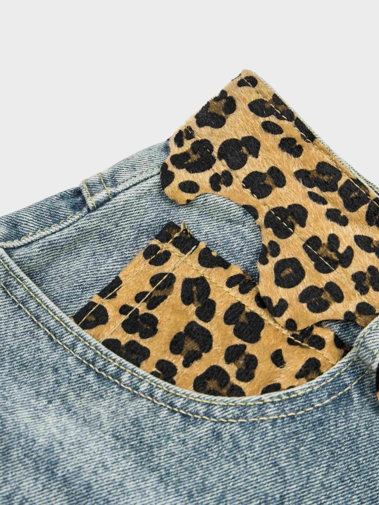 SPDC Ripped Leopard Denim Jorts