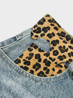 SPSC Ripped Leopard Denim Jorts