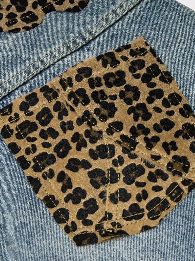 SPDC Ripped Leopard Denim Jorts
