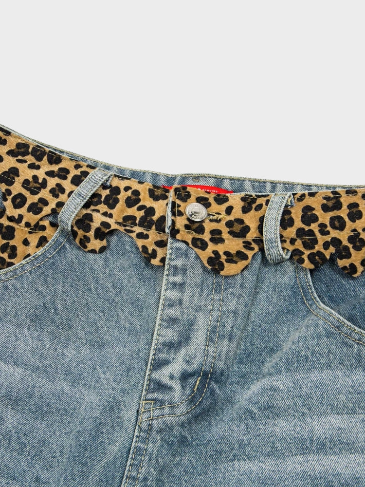 SPDC Ripped Leopard Denim Jorts