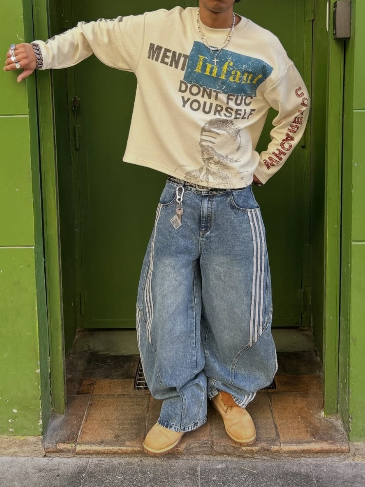 SPDC Striped Barrel Denim Jeans