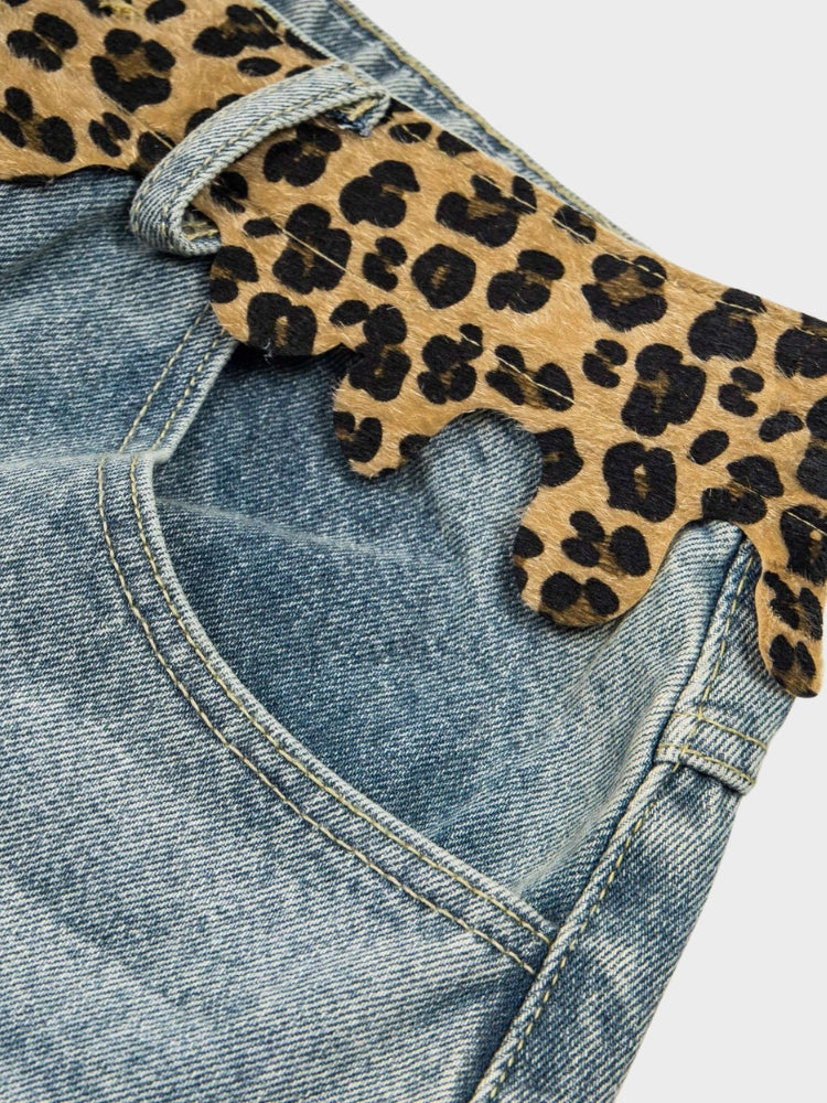 SPDC Ripped Leopard Denim Jorts