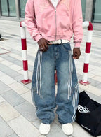 SPSC Striped Barrel Denim Jeans