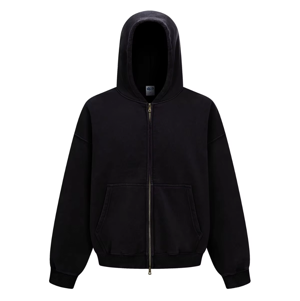 Heavyweight vintage washed zipper