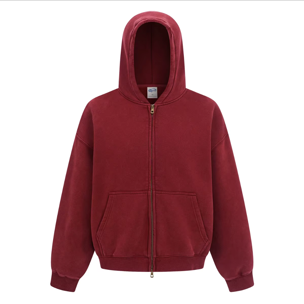 Heavyweight vintage washed zipper
