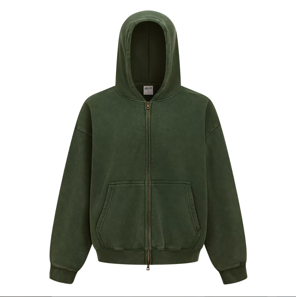 Heavyweight vintage washed zipper