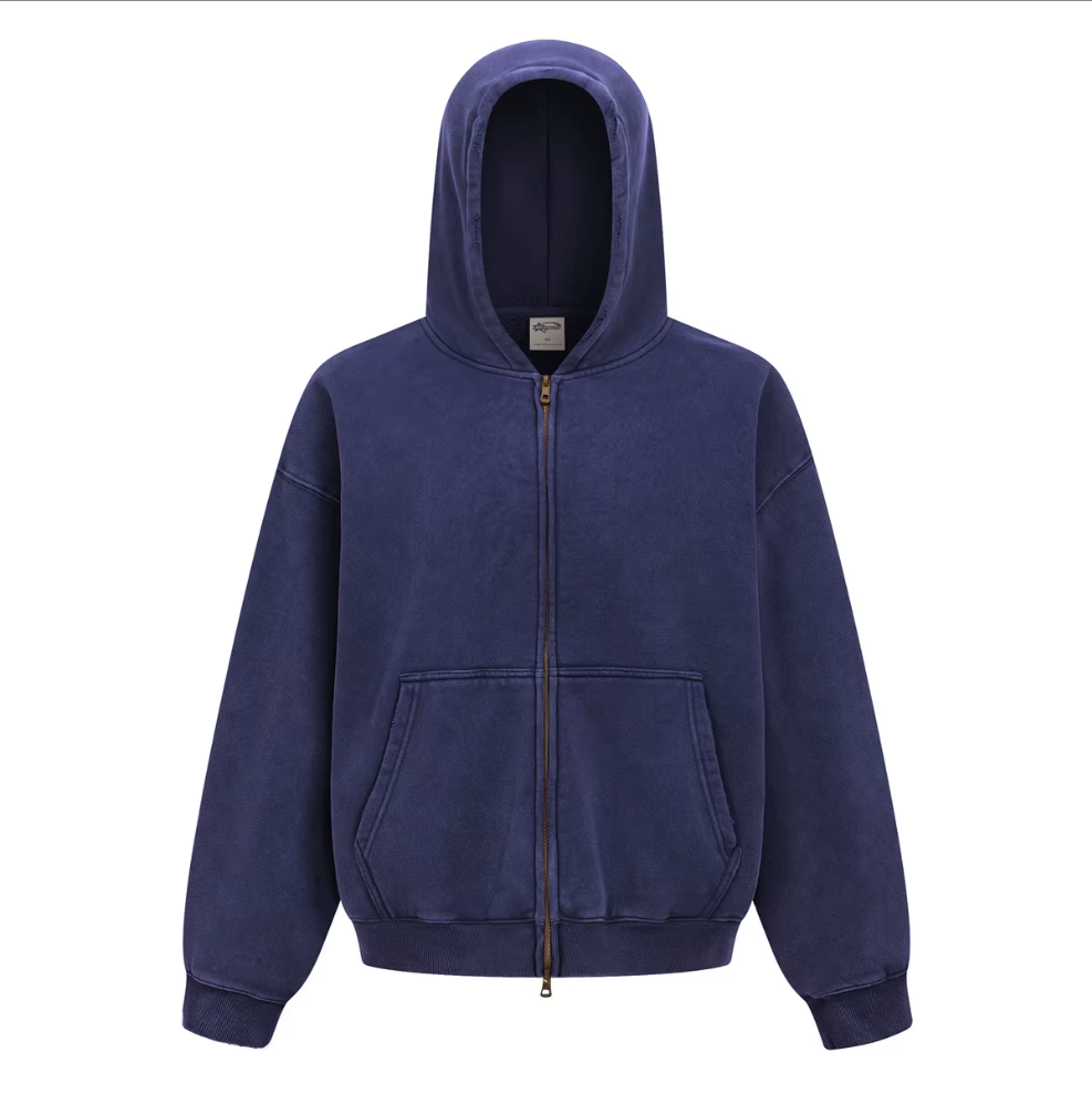 Heavyweight vintage washed zipper