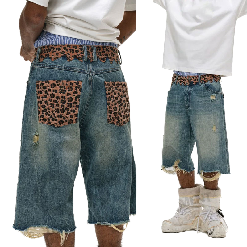 SPDC Ripped Leopard Denim Jorts
