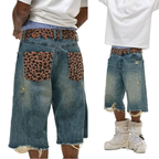 SPSC Ripped Leopard Denim Jorts