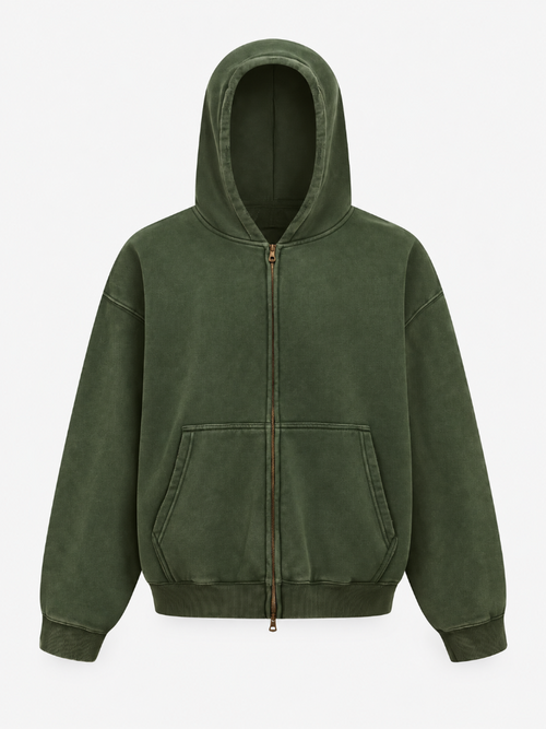 Heavyweight vintage washed zipper